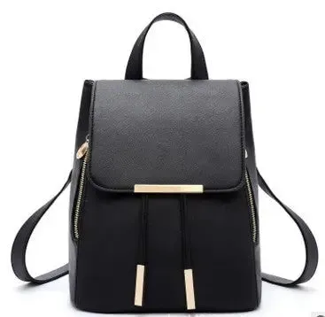 Chic PU Leather School Backpack for Girls