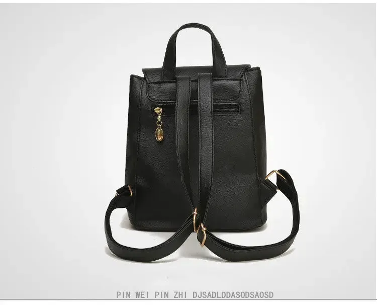Chic PU Leather School Backpack for Girls