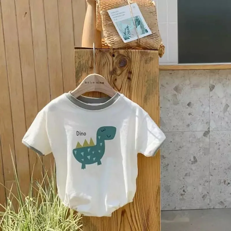 Cute Dinosaur Print Short Sleeve Onesies (3 Designs)
