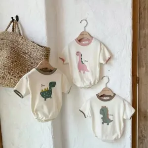 Cute Dinosaur Print Short Sleeve Onesies (3 Designs)