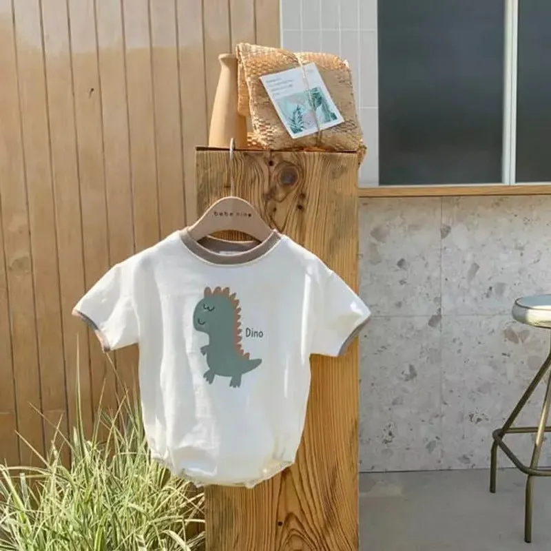 Cute Dinosaur Print Short Sleeve Onesies (3 Designs)