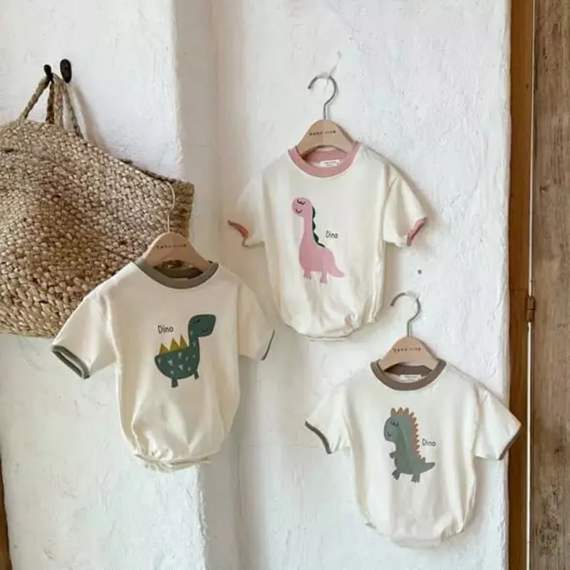 Cute Dinosaur Print Short Sleeve Onesies (3 Designs)