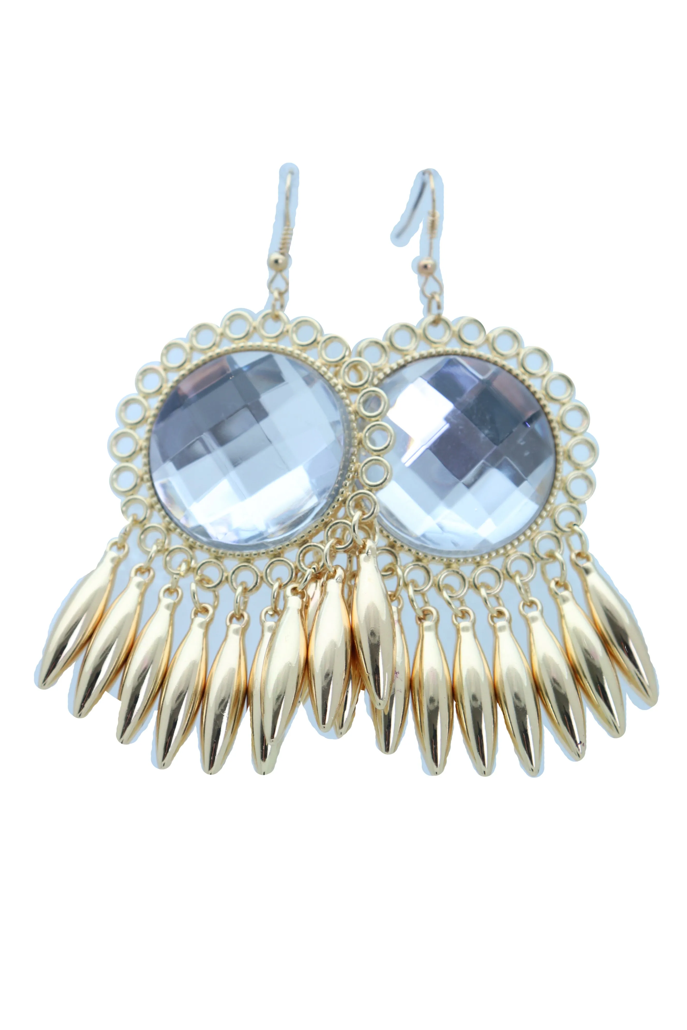 Earrings Set Hook Gold Shiny Sun Flower Charm Bling Style Sexy Look