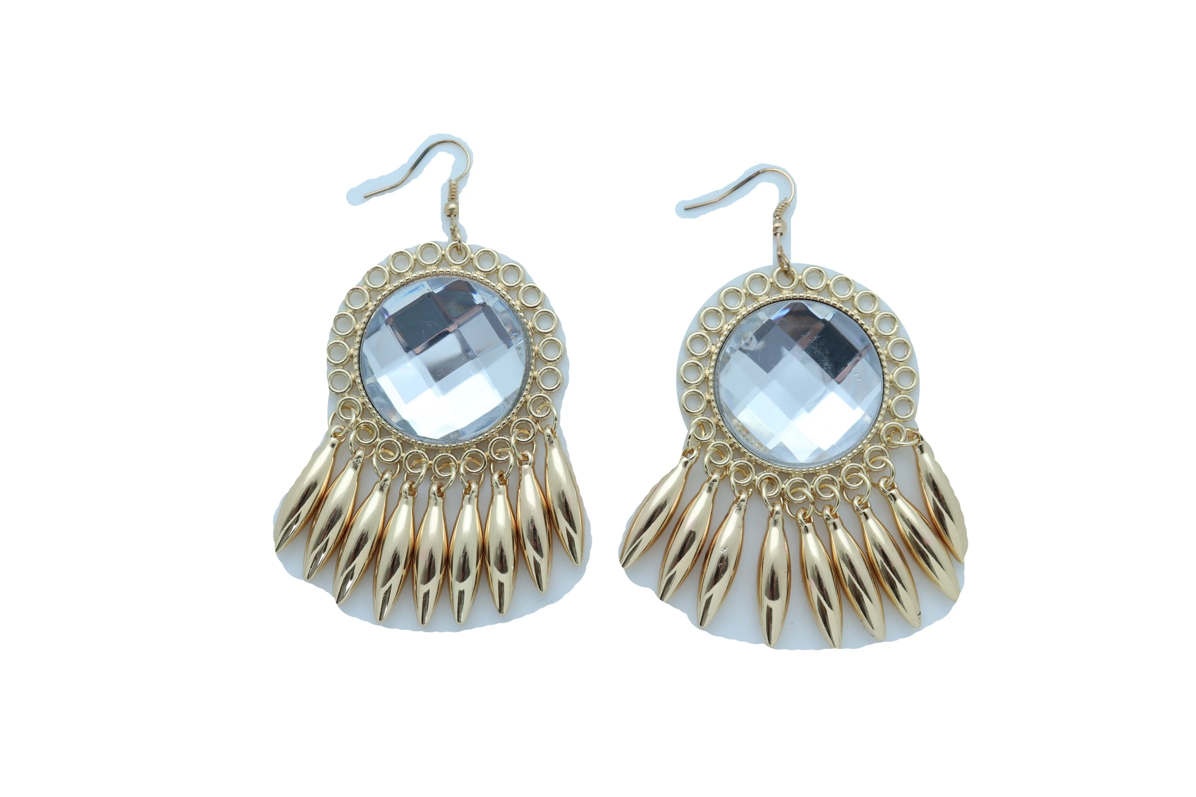 Earrings Set Hook Gold Shiny Sun Flower Charm Bling Style Sexy Look