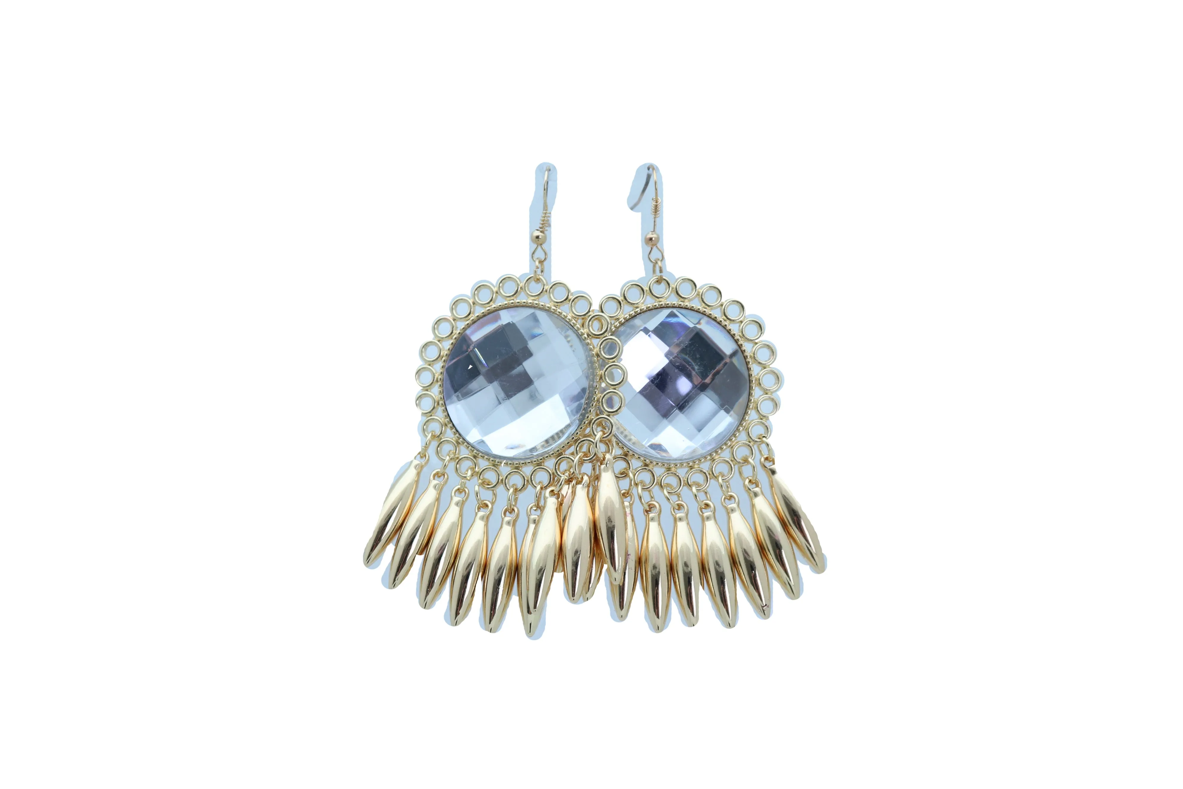Earrings Set Hook Gold Shiny Sun Flower Charm Bling Style Sexy Look