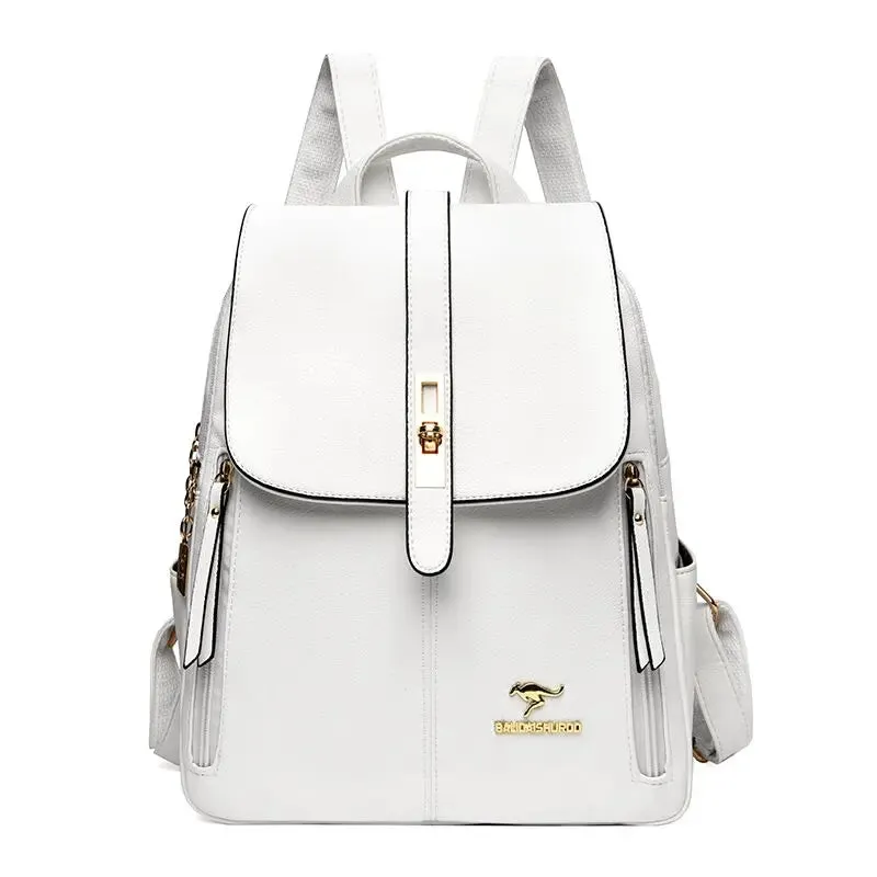 Elegance® Chic Voyager 3649 Luxury Women Leather Backpacks for Girls Sac Casual Daypack Black Vintage Backpack School Bags for Girls Mochila Rucksack