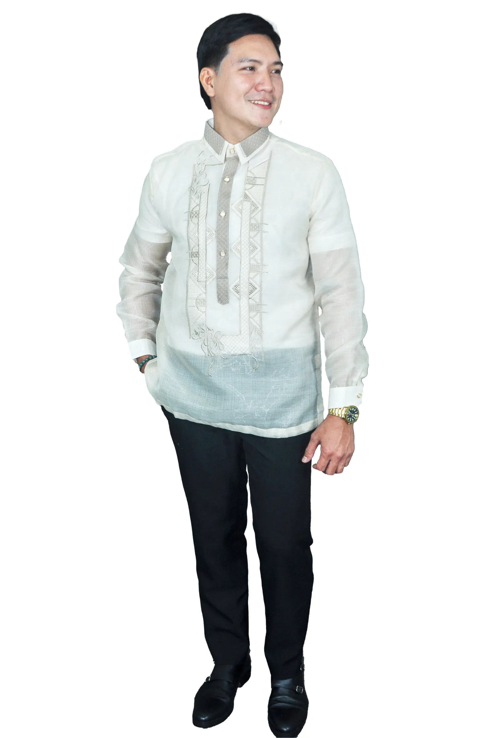 Elegant Filipino Barong Tagalog with Modern Patterns - Vedasto - JN68