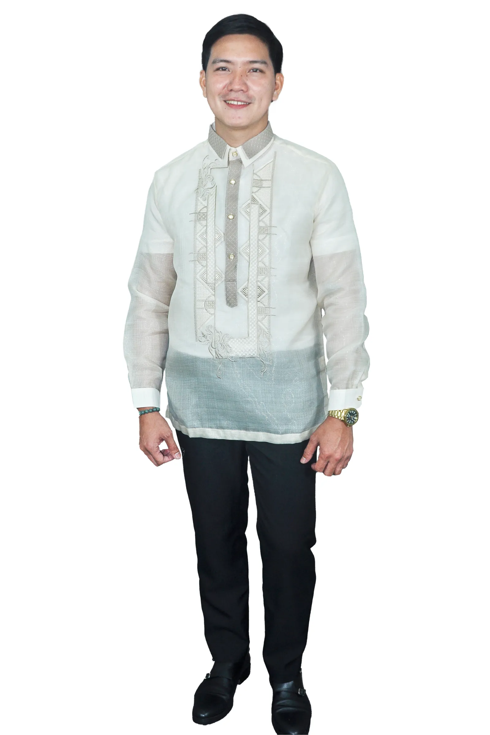 Elegant Filipino Barong Tagalog with Modern Patterns - Vedasto - JN68
