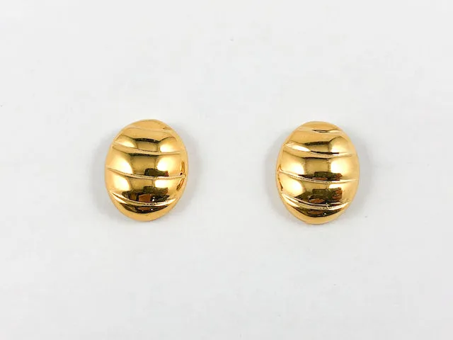 Elegant Unique Oval Layered Design Yellow Gold Plated Steel Set