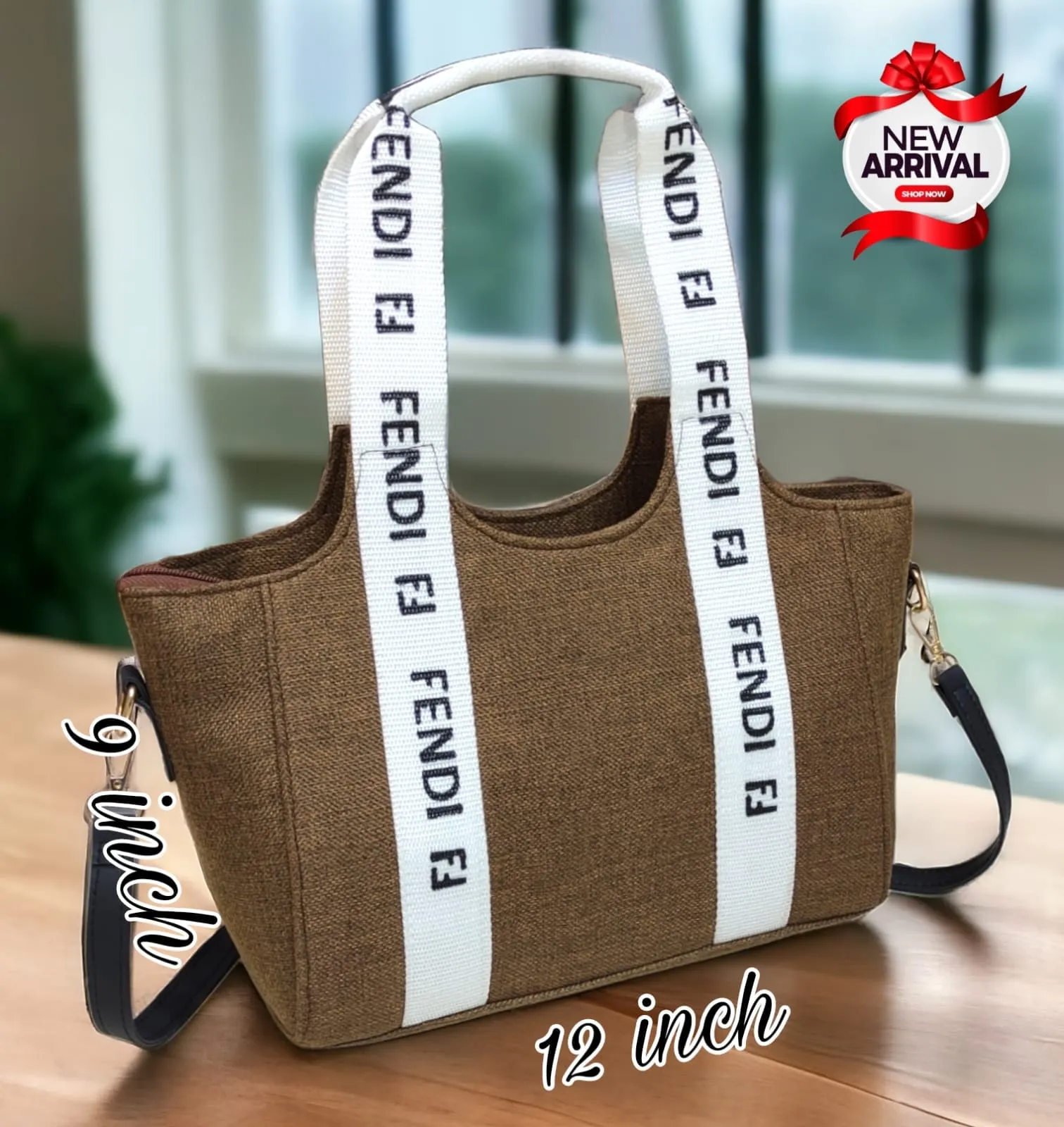 Fendi Jute Shoulder Bag for Women: Stylish and Sustainable (Brown)