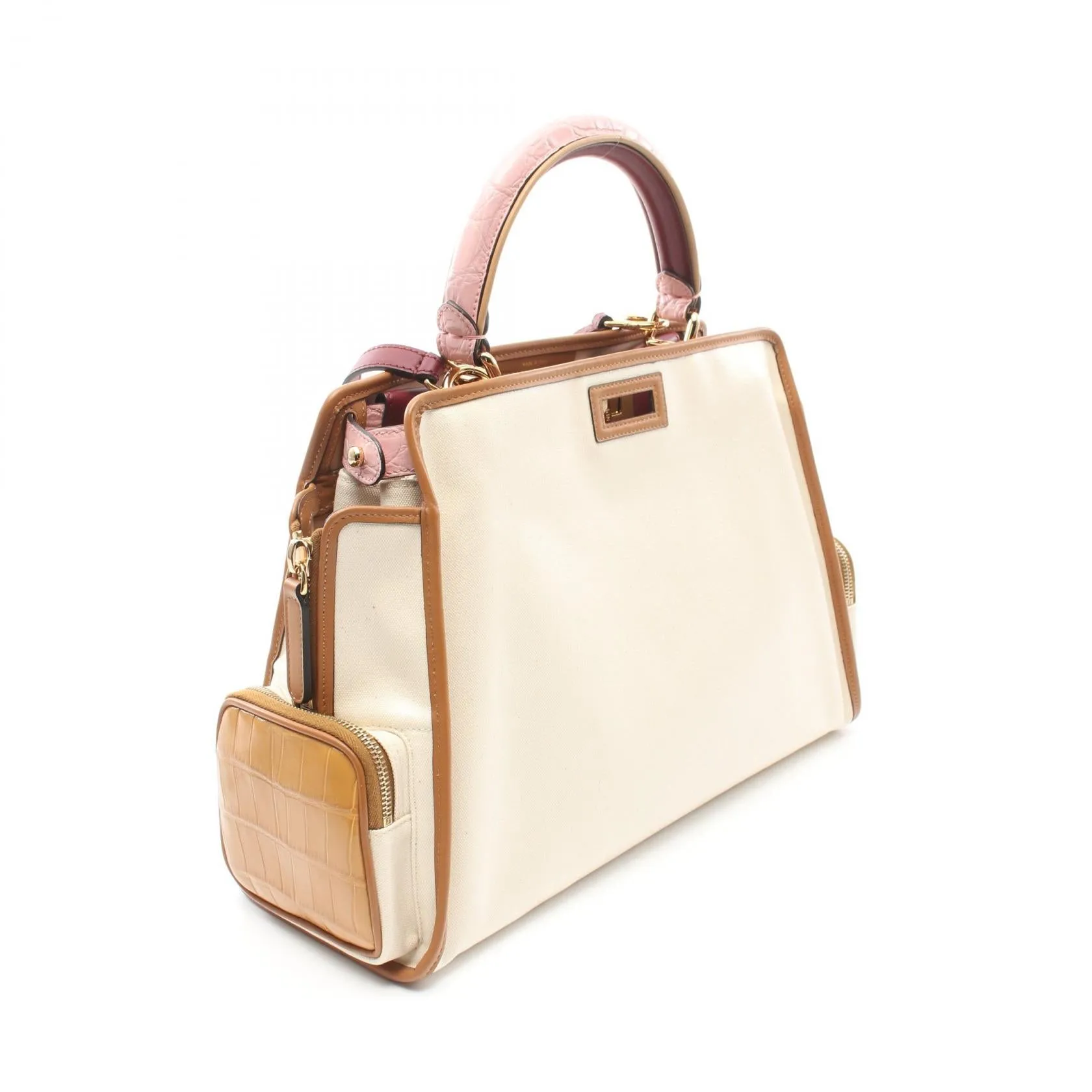 Fendi Peekaboo Defender Handbag PVC Canvas Leather