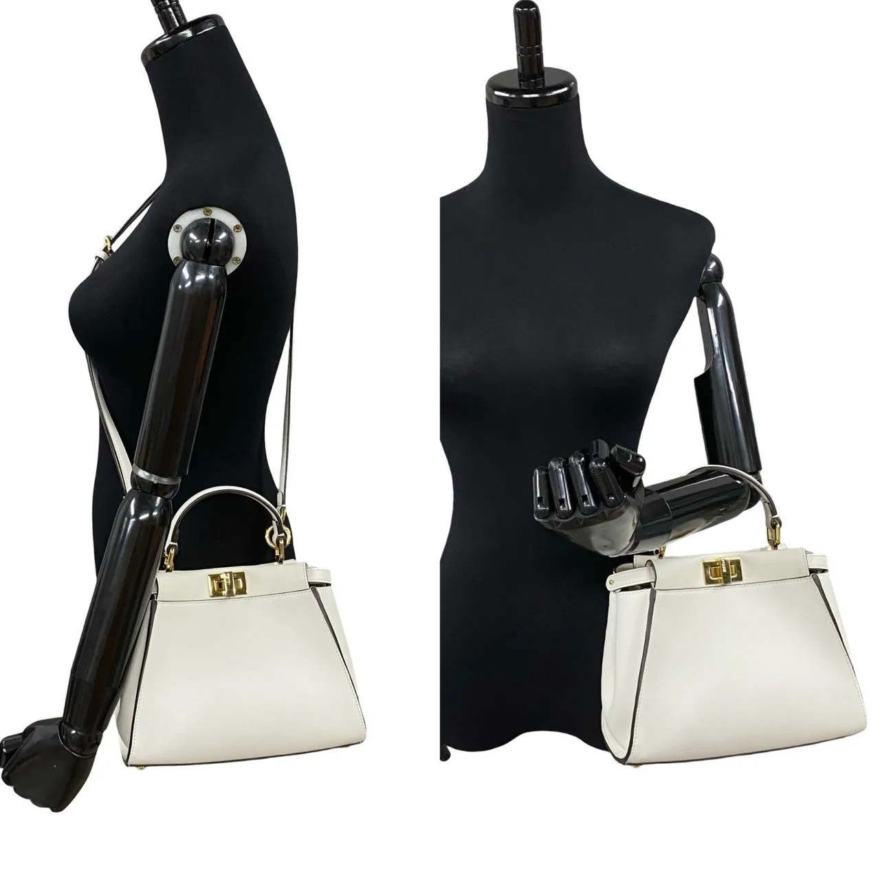 Fendi Peekaboo Mini Leather 2way Handbag