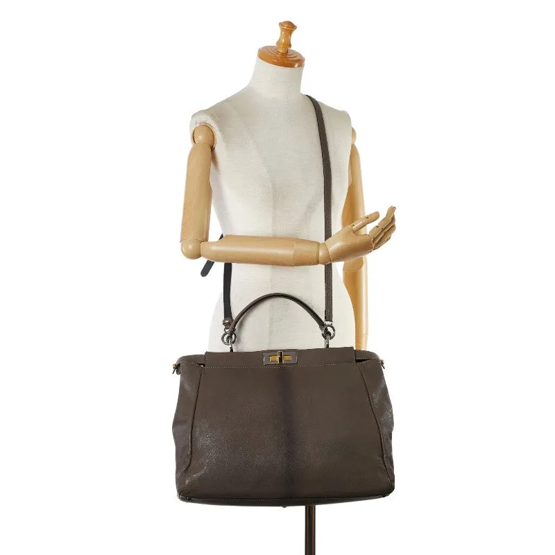 Fendi Peekaboo Zucca Leather Handbag 8BN210