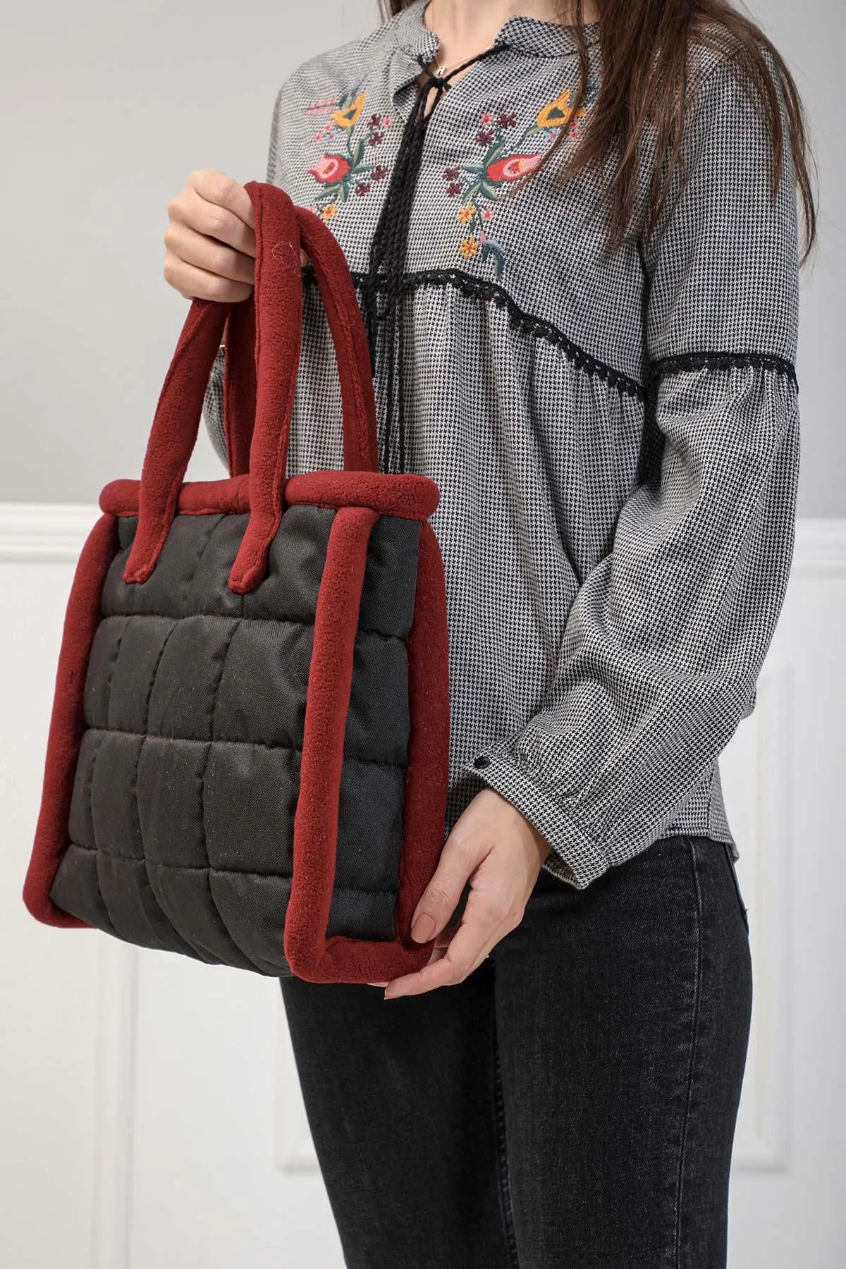 Fleece Framed Quilted Polyamide Canvas Plush Stylish Handbag for Women,CK-15