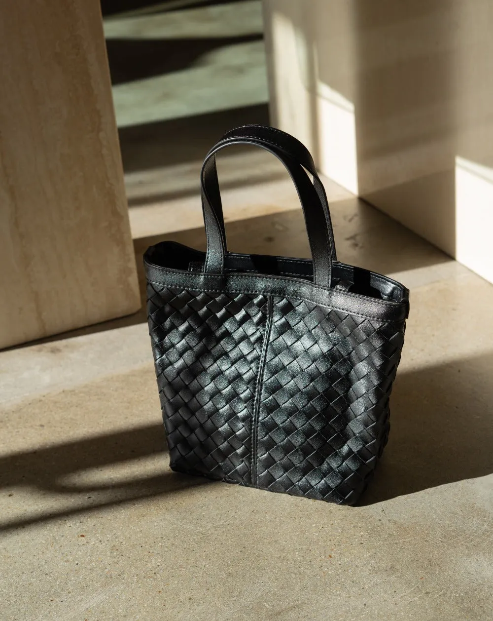 Genuine Leather Woven Tote Bag