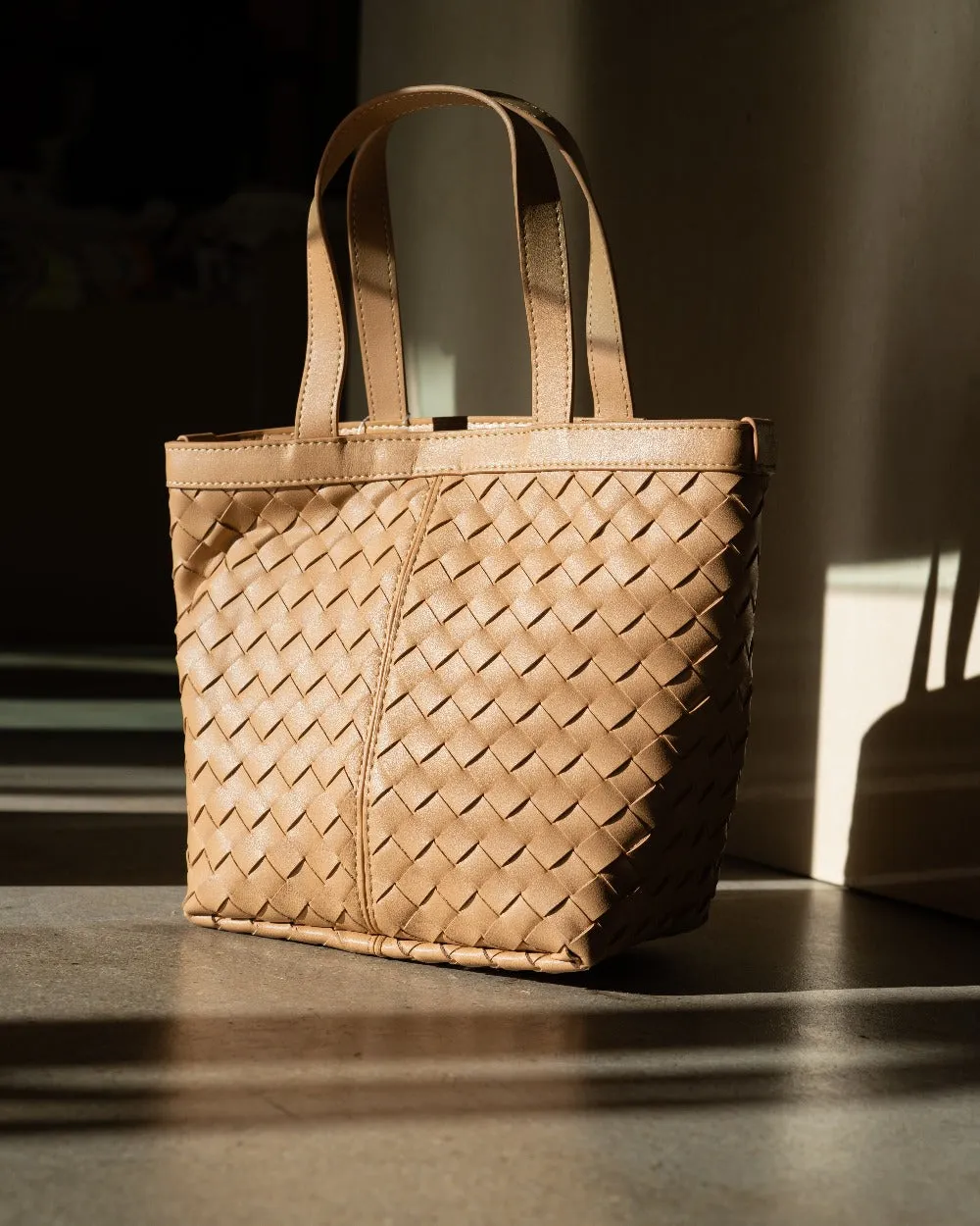 Genuine Leather Woven Tote Bag