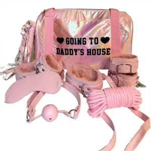 Going To Daddy's House Pink Travel Bag 16" with 7-Piece BDSM Kit