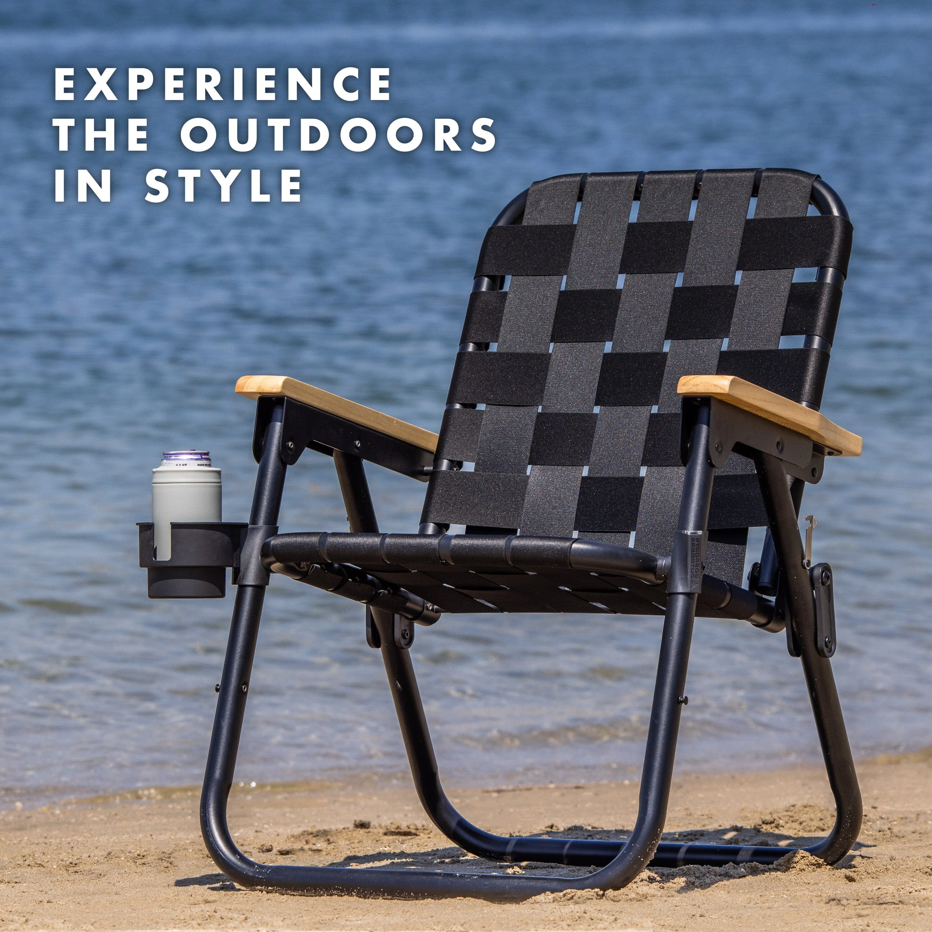 GoSports Outdoors WOVN Premium Beach & Camping Chair - BLACK
