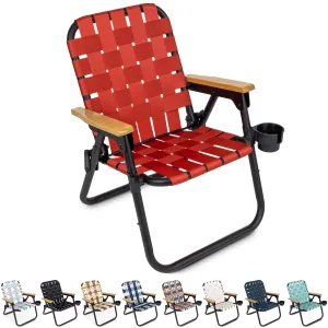 GoSports Outdoors WOVN Premium Beach & Camping Chair - BURNT RED