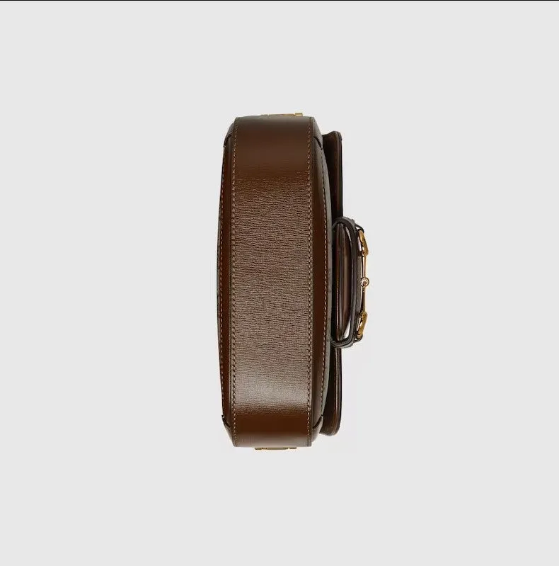 GUCCI Horsebit Mini Women's Bag in Blue and Beige GG Supreme Canvas (Brown)