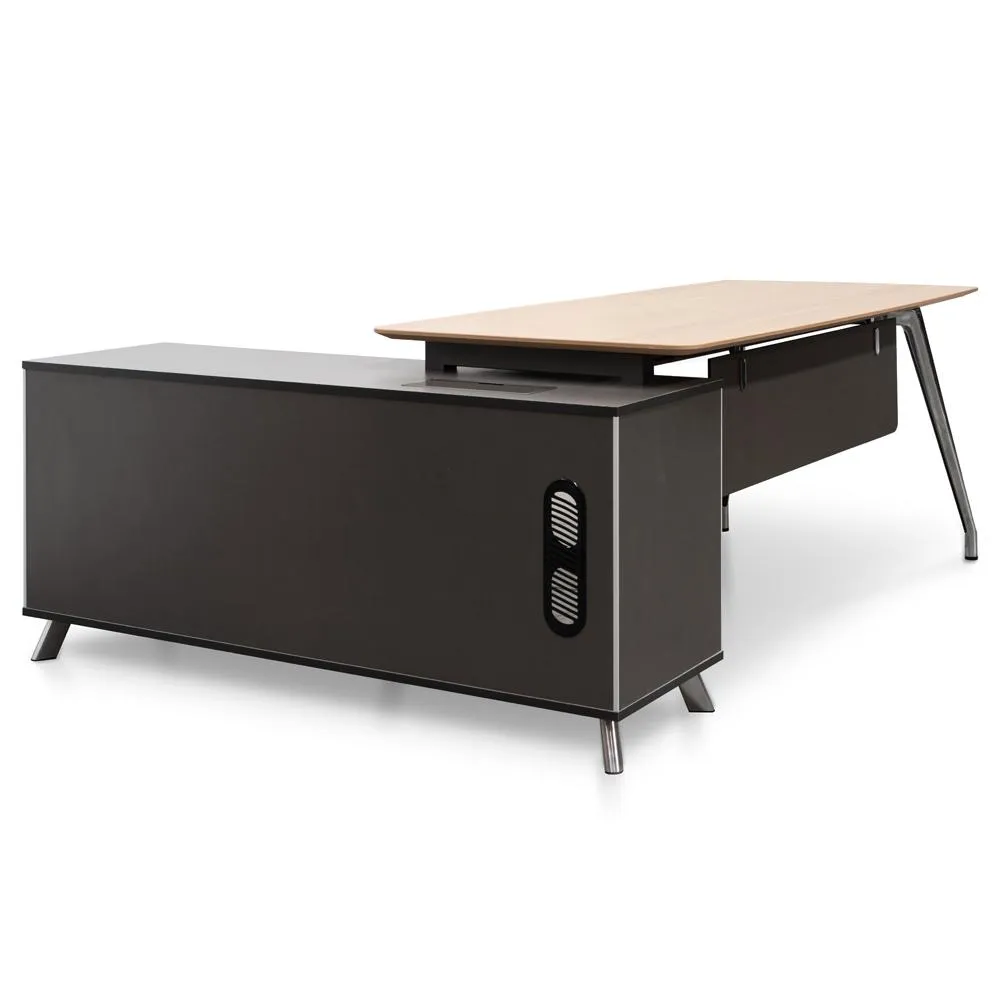 Hayes 2m Right Return Office Desk - Natural - Black