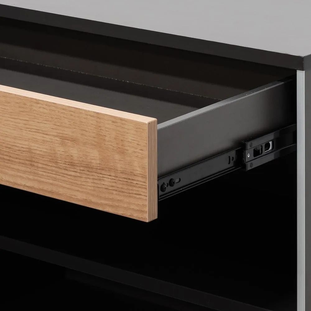 Hayes 2m Right Return Office Desk - Natural - Black