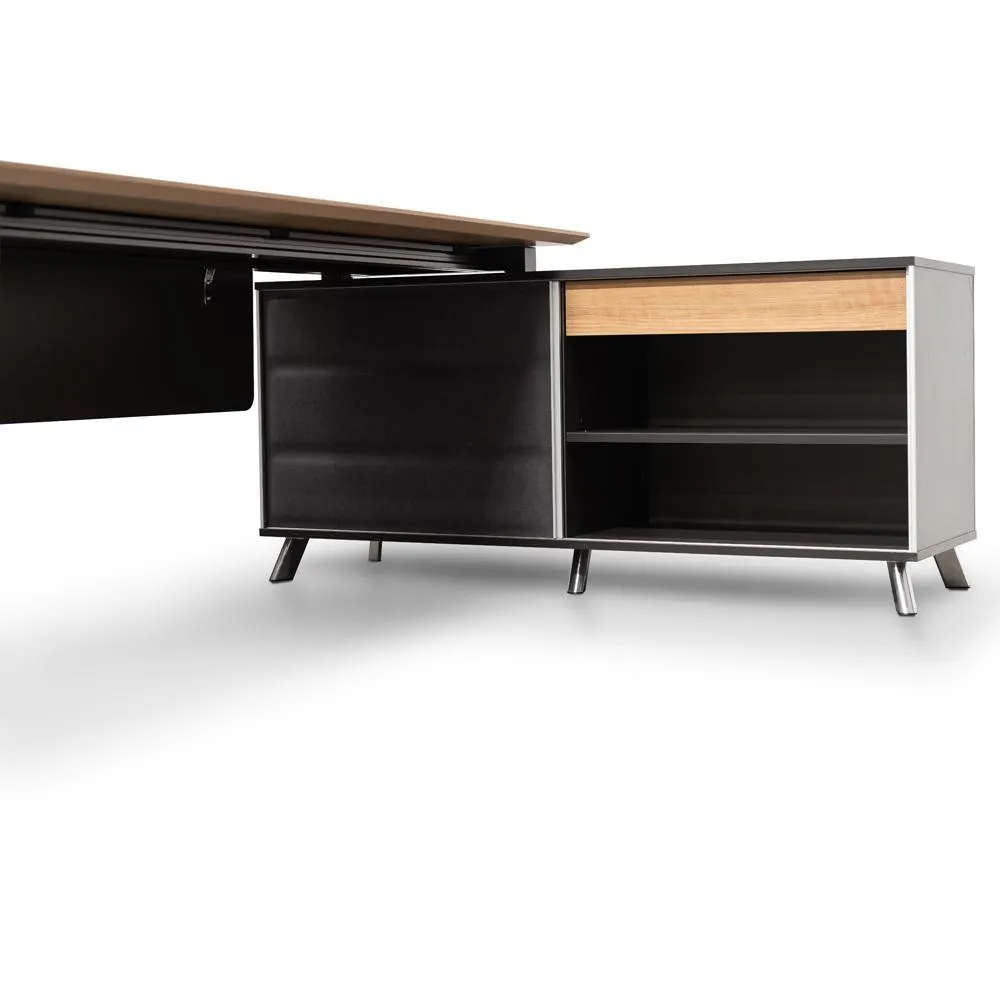 Hayes 2m Right Return Office Desk - Natural - Black