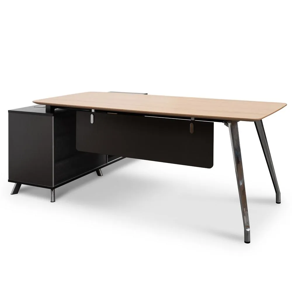 Hayes 2m Right Return Office Desk - Natural - Black