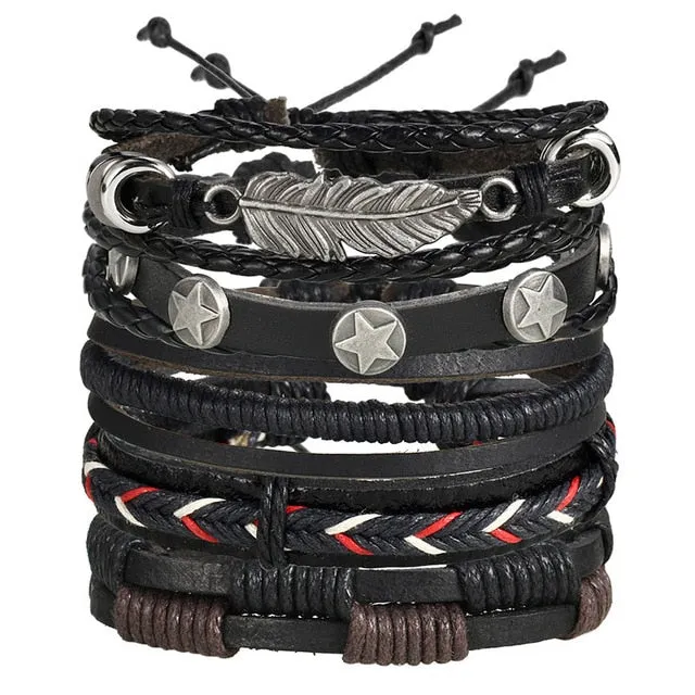 IF ME™ Vintage Multi-Layer Men's Leather Bracelet Sets