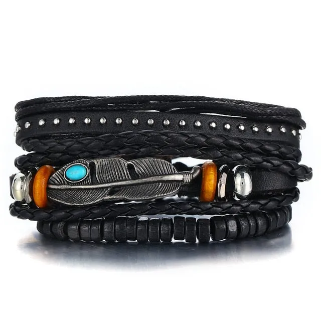 IF ME™ Vintage Multi-Layer Men's Leather Bracelet Sets