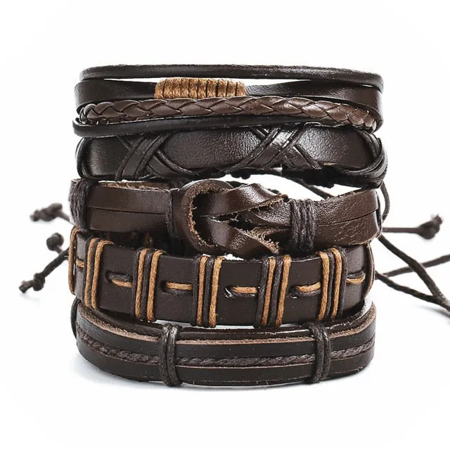 IF ME™ Vintage Multi-Layer Men's Leather Bracelet Sets