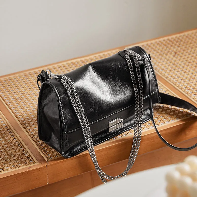 Large-Capacity Calf Leather Work Commute Bag