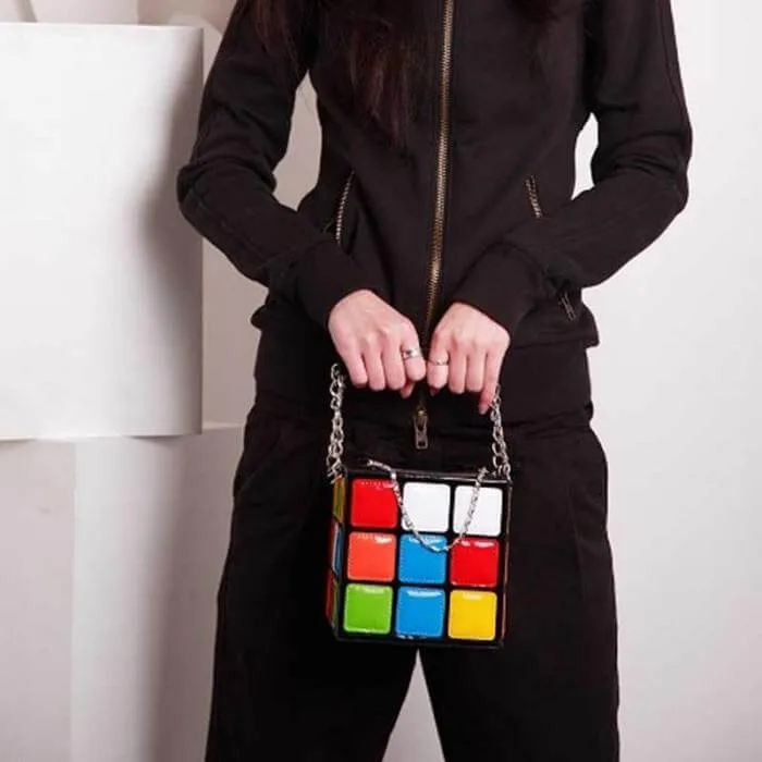 Leather Durable Cube Handbag