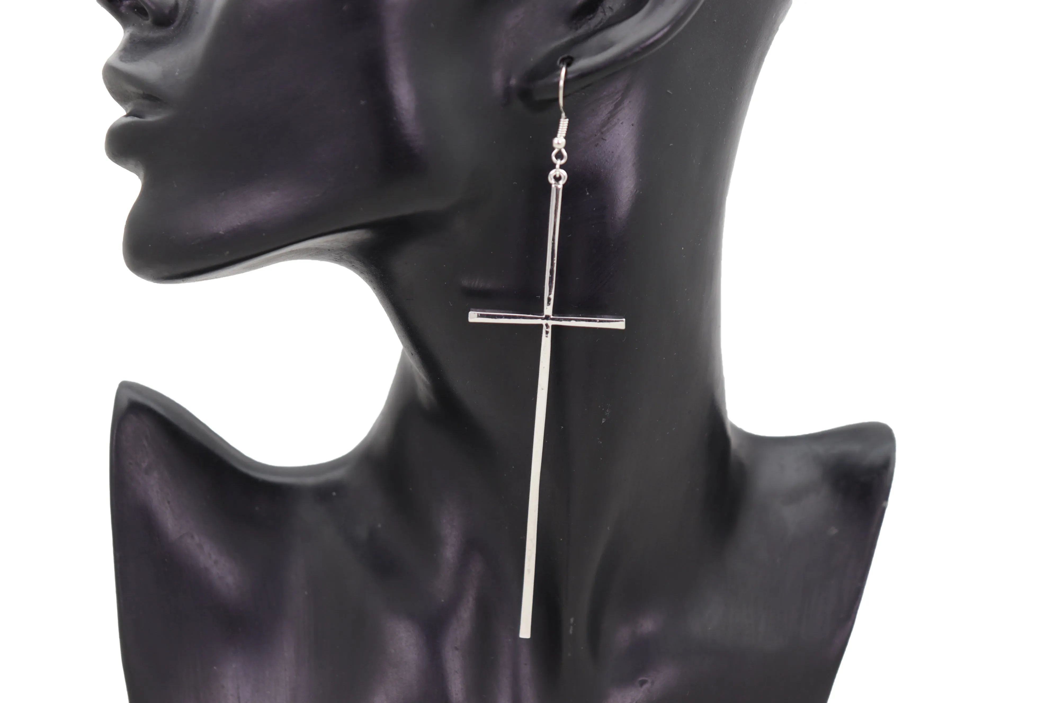 Long Cross Dangle Earrings
