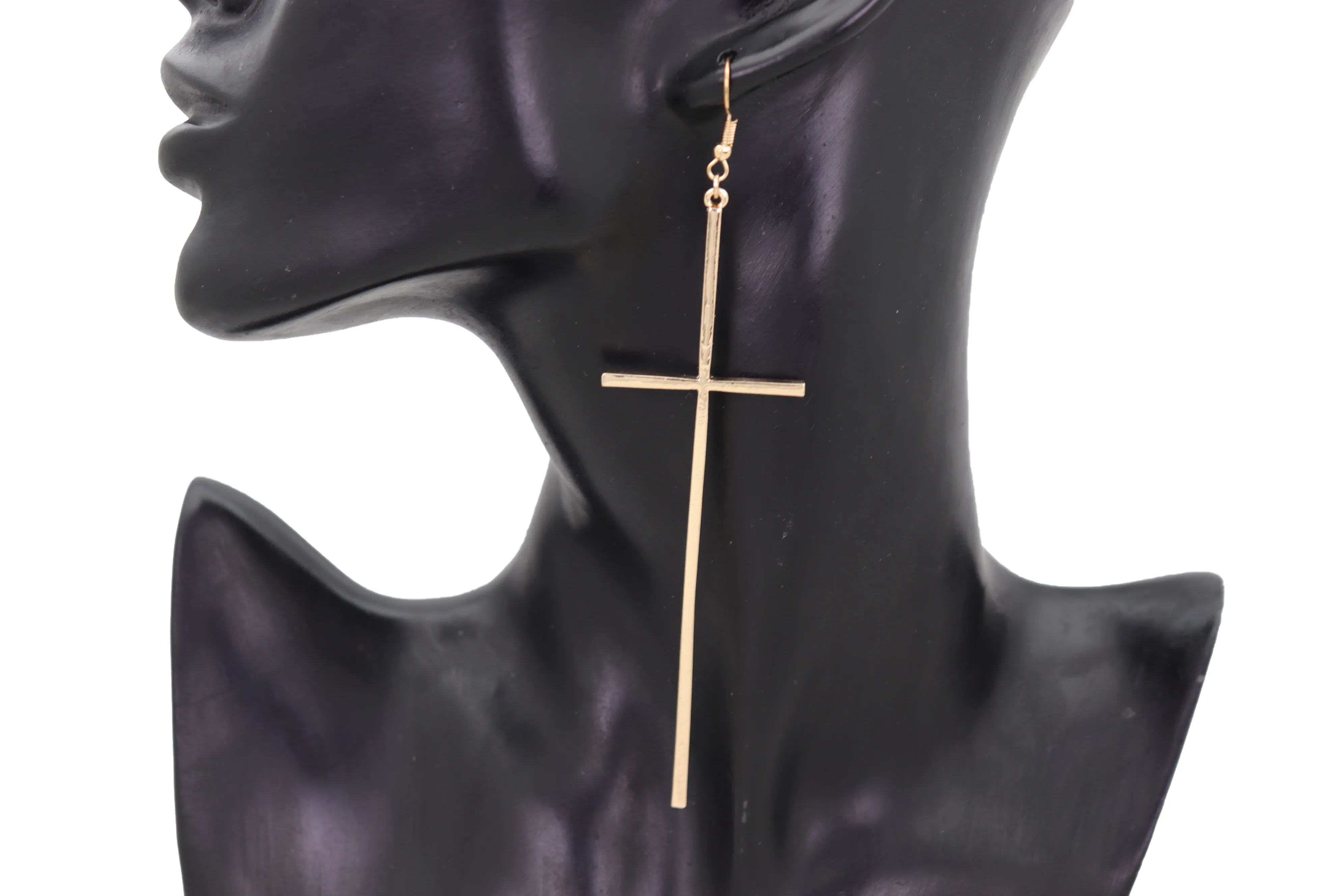 Long Cross Dangle Earrings