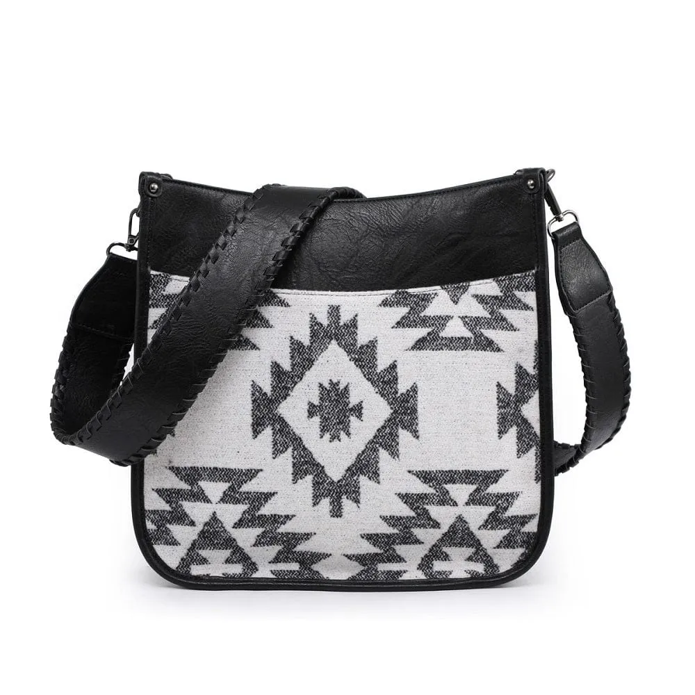 M1977AZT Aztec Tribal Print Flannel Front Crossbody