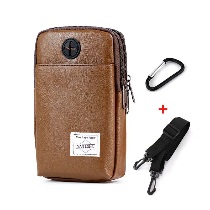 Mobile phone bag, vertical belt bag, simple work bag, multi-functional coin purse, men's shoulder bag, small backpack