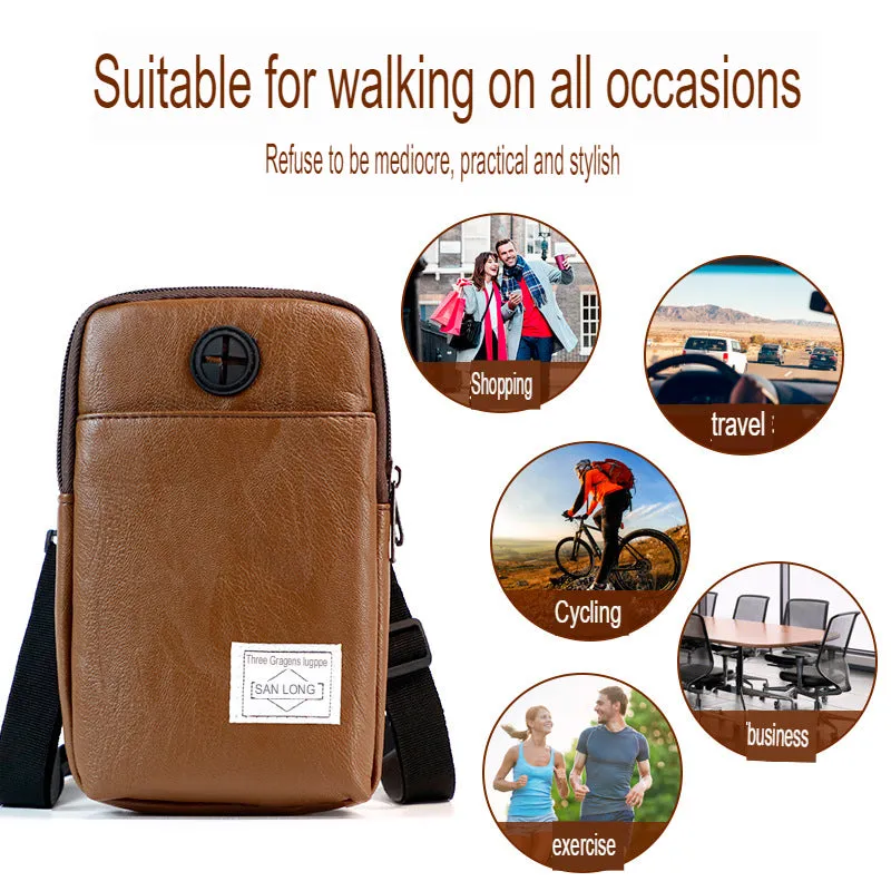 Mobile phone bag, vertical belt bag, simple work bag, multi-functional coin purse, men's shoulder bag, small backpack