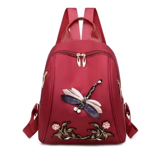 Multifunctional Oxford Cloth Fashion Dragonfly Embroidery Casual Bag