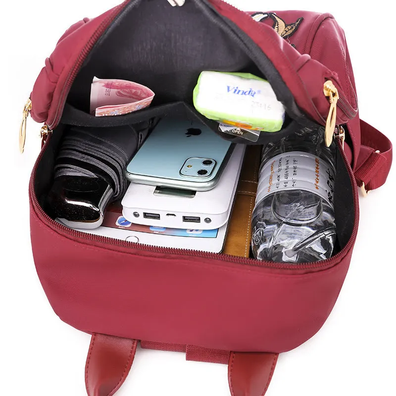 Multifunctional Oxford Cloth Fashion Dragonfly Embroidery Casual Bag