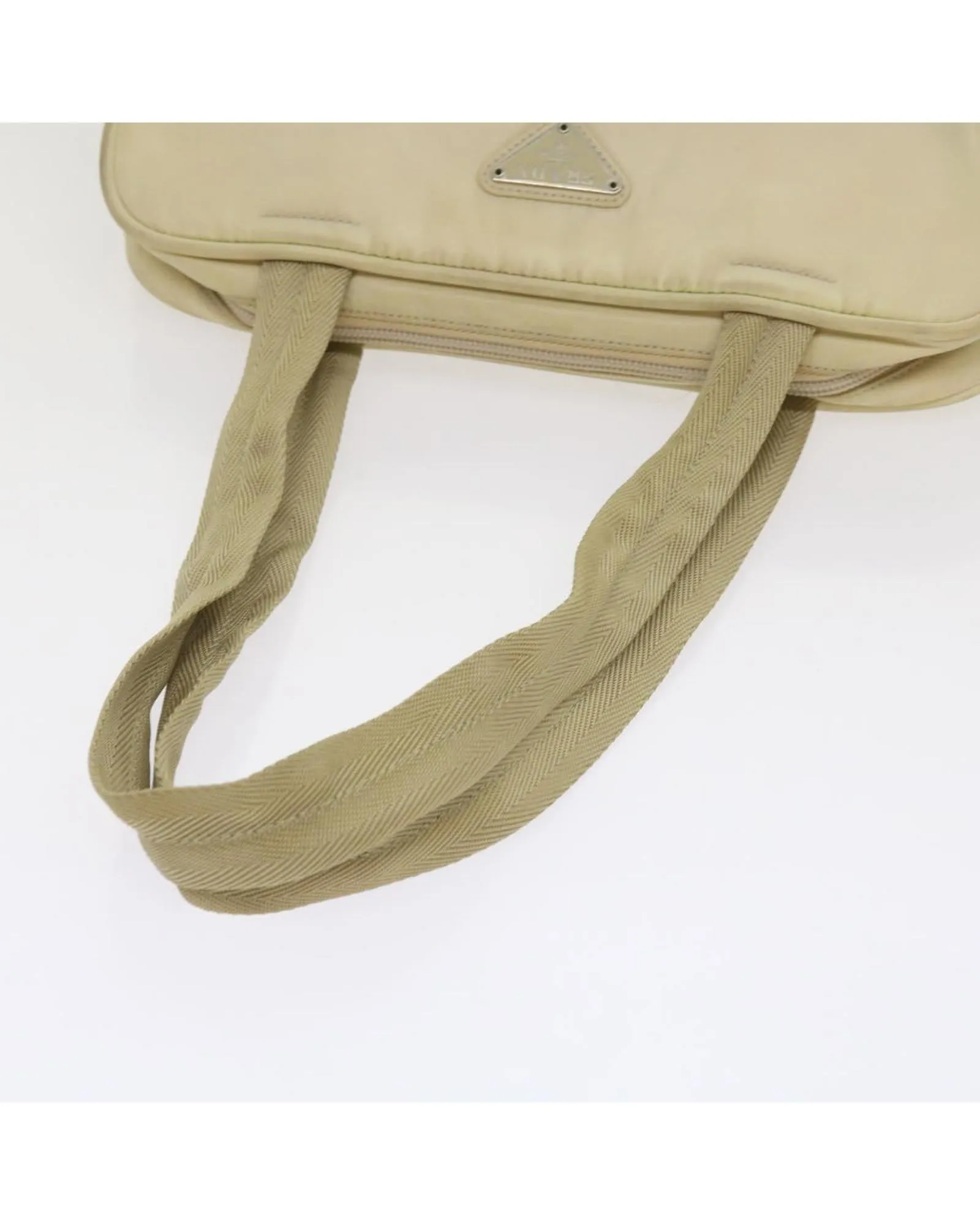 Nylon Hand Bag Set with Cream and Green Tones