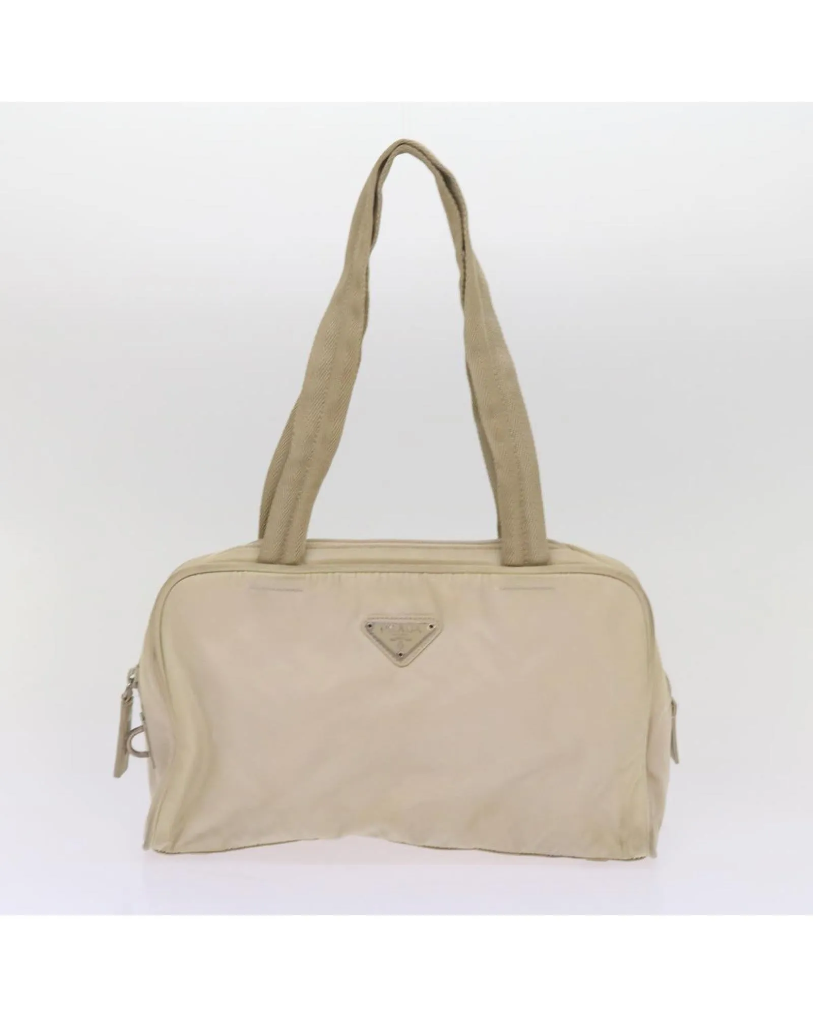 Nylon Hand Bag Set with Cream and Green Tones