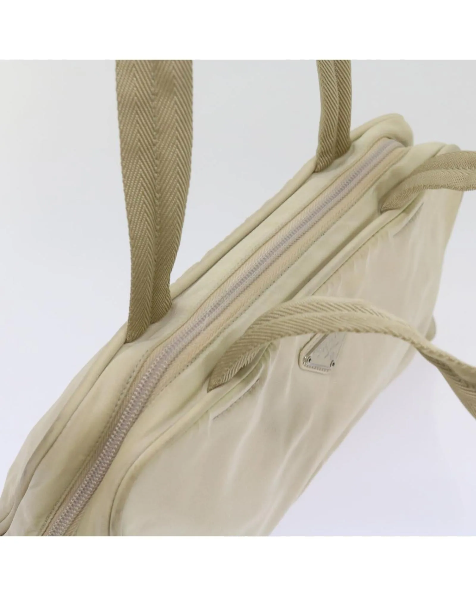 Nylon Hand Bag Set with Cream and Green Tones