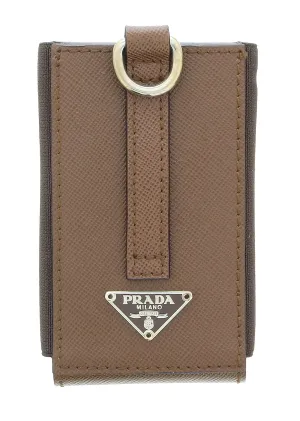 Prada Brown Leather Signature Handbag Accessory