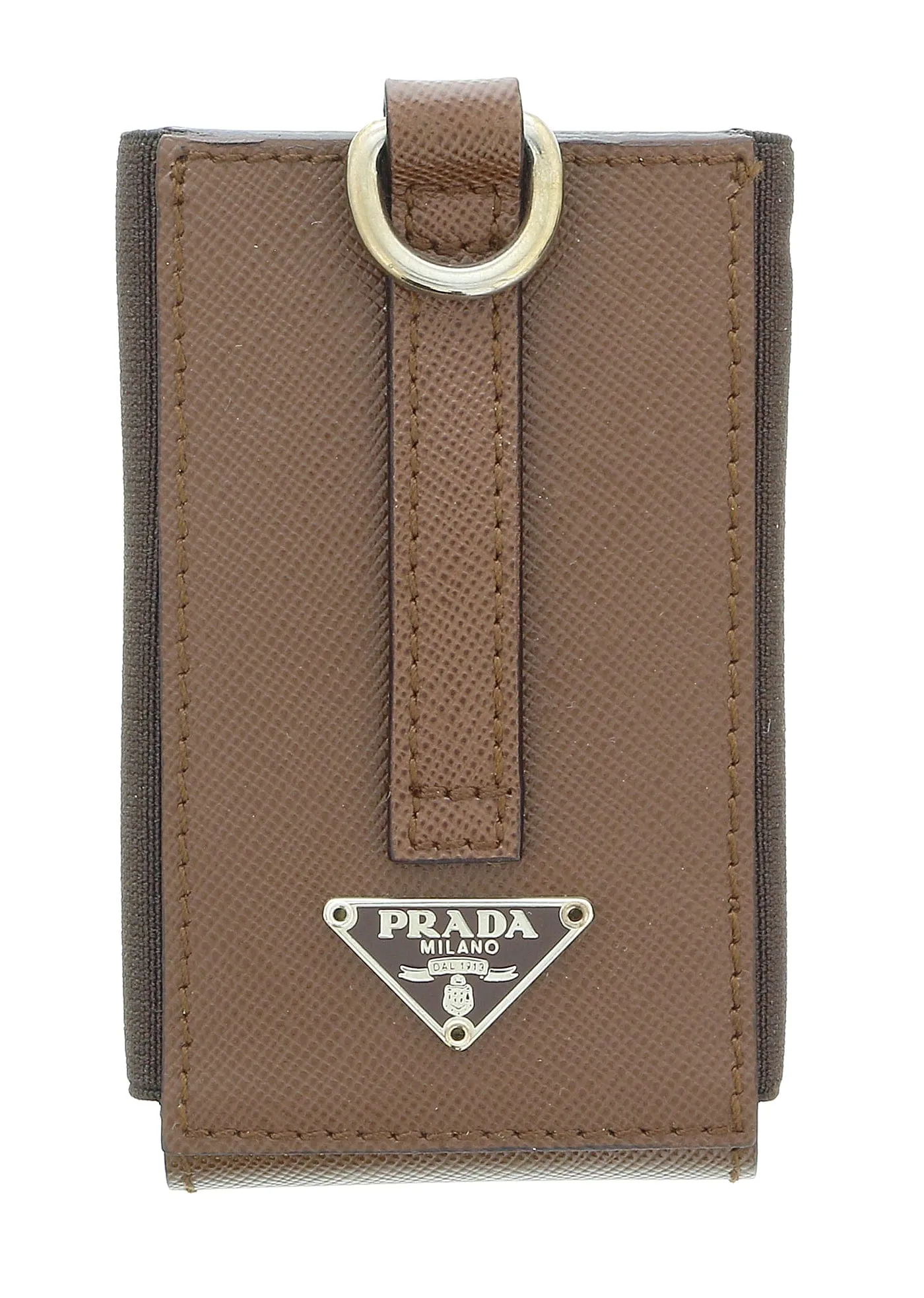 Prada Brown Leather Signature Handbag Accessory