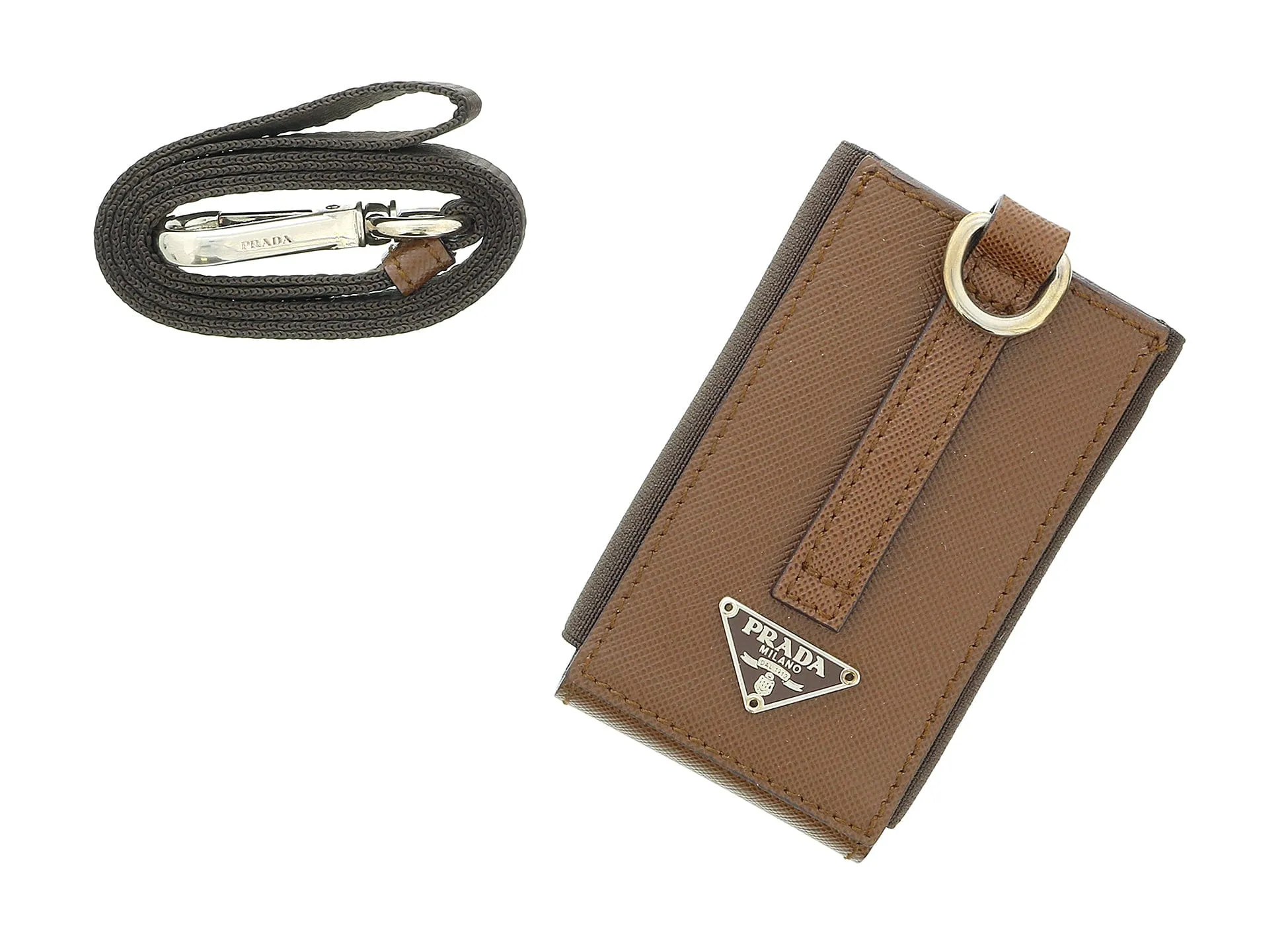 Prada Brown Leather Signature Handbag Accessory