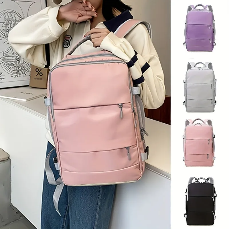 realaiot  Casual Laptop Backpack, Lightweight Travel School Bag, Simple Top Handle Bookbag For Work