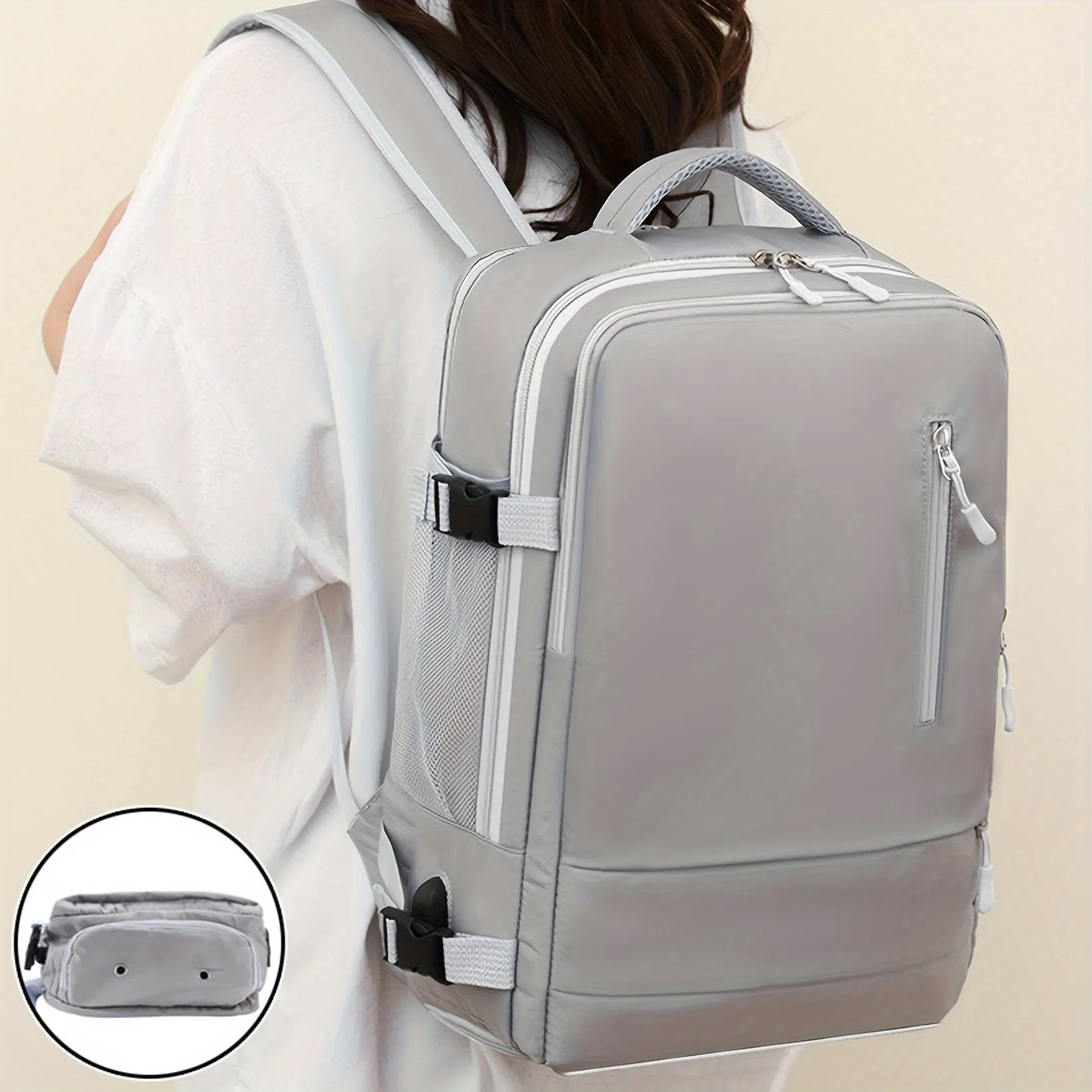 realaiot  Casual Laptop Backpack, Lightweight Travel School Bag, Simple Top Handle Bookbag For Work