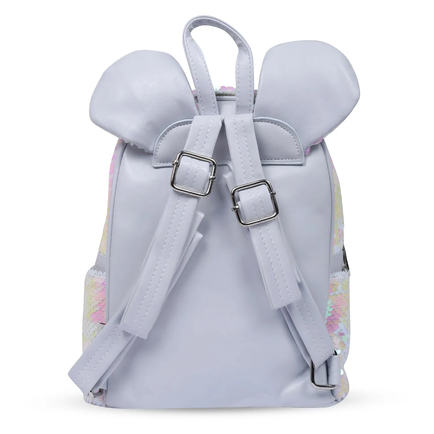 Sequined Dual Tone Backpack Trendy Bag - White, Pink