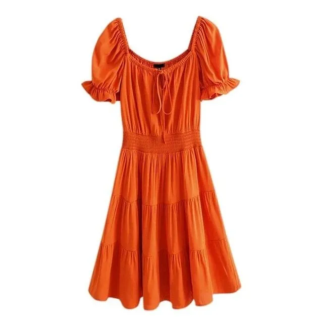 Sexy Lantern High Waist V-Neck Beach Summer Mini Dress
